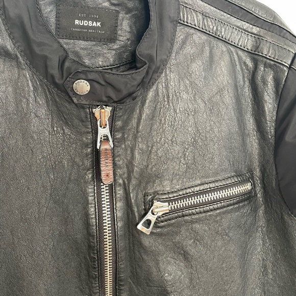 RUDSAK Black Leather & Nylon Jacket - Picture 2 of 13